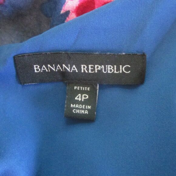 Banana Republic Womens Size XS Strappy Blue Nylon Linen Floral Dress Rear Zipper - Picture 3 of 12